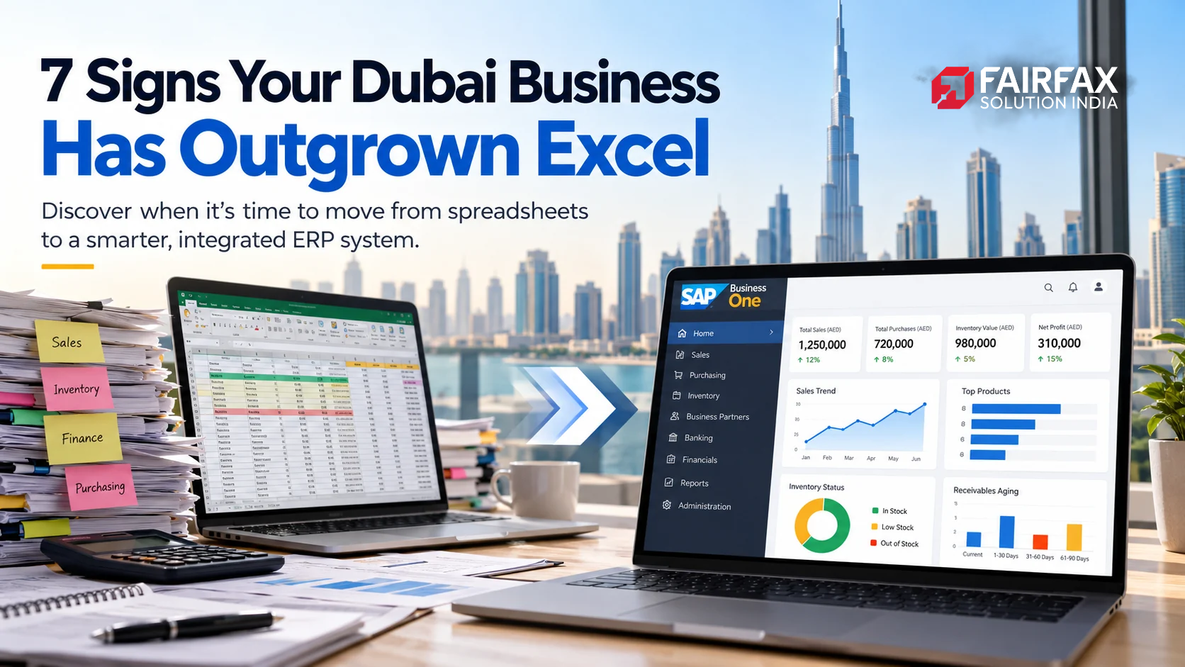 Dubai business moving from Excel spreadsheets to SAP Business One ERP for inventory, finance and sales management.